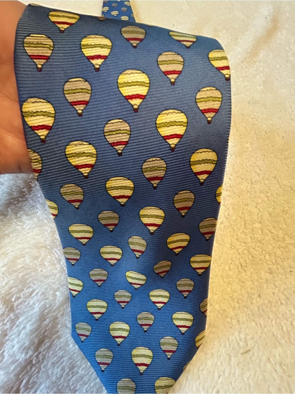 🎁3 for $30 - Classic Blue Hot Air Balloon Silk Tie